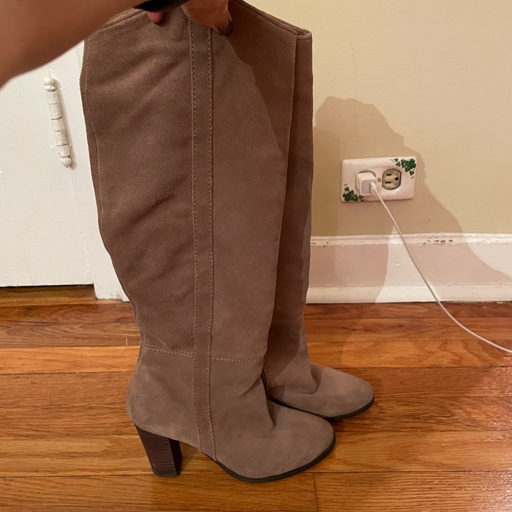 Beige tall boots